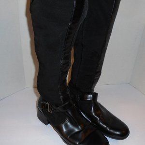 Black Aigner Stretch Side Zip Knee High Boots 7.5M